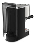 Semi Automatic Espresso Coffee Maker With Built In Steam Wand And High Pressure Pump For Rich Creamy Shots, sleek black design.