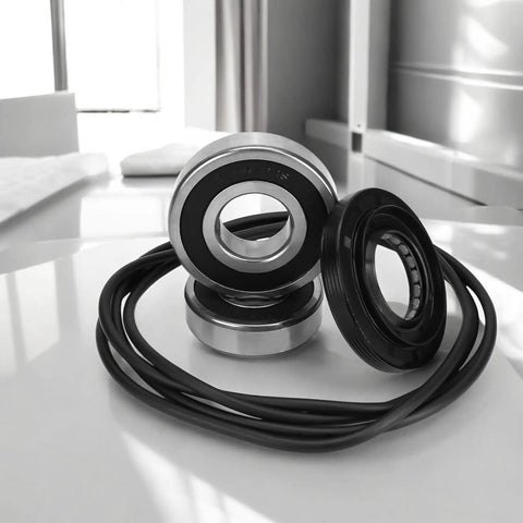 Heavy Duty Front Load Washer Tub Bearing And Seal Kit Replacement For Lg And Kenmore Rigs with steel bearings and rubber seal.