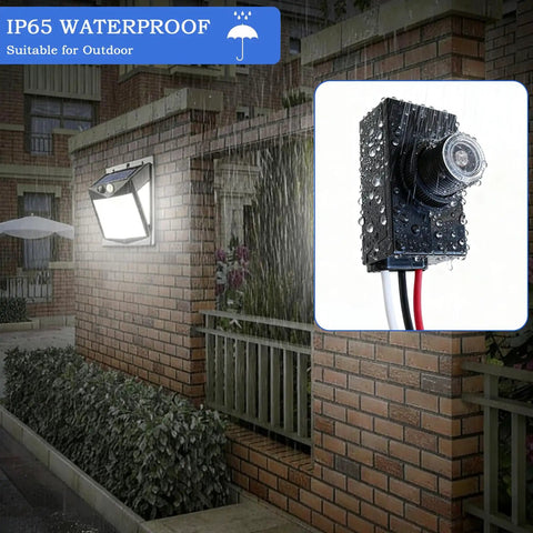 Three Pack Outdoor Photocell Sensor For Dusk To Dawn Lighting No Fuss 120 277V Photoelectric Switch Hardwired Post Light Sensor 500W Load Three To Eight Meter Sensing Distance 2W Power Draw Weatherproof Exterior on wall light
