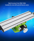 Heavy Duty Aluminum Cross Slide Table For Bench Drill Press Featuring Smooth Dovetail Guide Rails And Zero Lock Handwheel close-up view.