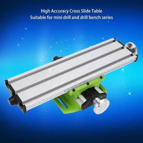 Heavy Duty Aluminum Cross Slide Table For Bench Drill Press Featuring Smooth Dovetail Guide Rails And Zero Lock Handwheel close-up view.