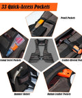 Heavy Duty Carpenter Tool Vest With Thick Top Grain Buffalo Leather And Twenty Ounce Waxed Canvas showcasing 33 quick-access pockets.