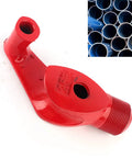 Manual Cast Iron Pipe Bending Tool For Galvanized, Al Alloy, And PVC Pipes. Detail view of heavy duty red bender.
