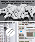 Spring Loaded Plantation Shutter Pins And Heavy Duty Magnets Complete 125 Piece Repair Kit With Screws For Windows Doors close-up of white repair pins and metal clips.