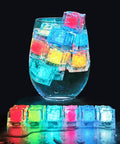 Light Up LED Ice Cubes For Drinks, 120 Pack Waterproof Multi Color Glow With Liquid Sensor in glass, vibrant red, blue, yellow