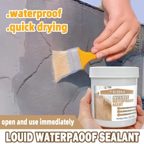 Applying Invisible Waterproof Sealant And Liquid Rubber Coating on a cracked surface with a brush for seamless coverage.