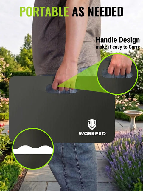 Kickin Extra Thick Kneeling Pad For Knee Comfort And Protection Large NBR Foam Kneeler Mat 17.5 x 11 x 1.5 in black with handle