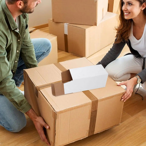 10 Pack Corrugated Cardboard Moving Boxes Mailers For Shipping And Packing 7x4x4 Inch in use during office relocation