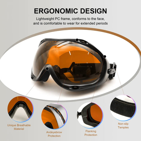 Laser Safety Goggles OD5Plus Eye Protection For 190 To 540 Nm And 800 To 1700 Nm with ergonomic design features