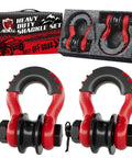 Upgraded Snatch Block With Three Quarter Inch D Ring Shackle Two Pack 22,000 Pound Break Strength Towing Pulley Heavy Duty Offroad Recovery Accessory For Truck Tractor ATV UTV Red, two red blocks