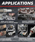 Heavy Duty Copper Anti Seize Paste 8 Oz Can Protects Against Extreme Heat Pressure Steam Water Prevents Galling Seizing Corrosion In Industrial Applications 6 Pack shown in spark plug threads and exhaust manifold use
