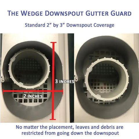 Top view of Wedge Downspout Guard 2 Pack That Prevents Clogged Downspouts From Leaves And Debris Reduces Gutter Cleanouts.
