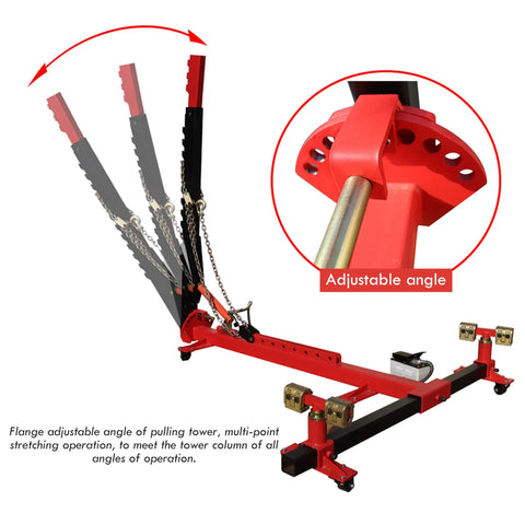 Adjustable flange on 10 Ton Auto Frame Straightener And Beam Alignment Tool For Car Body Repair, 99 inch, heavy duty red frame