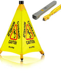 Built Tough Wet Floor Signs 3 Pack Pop Up Slippery When Wet Caution Stand with wall mount holder, 20 inch waterproof poly fabric.