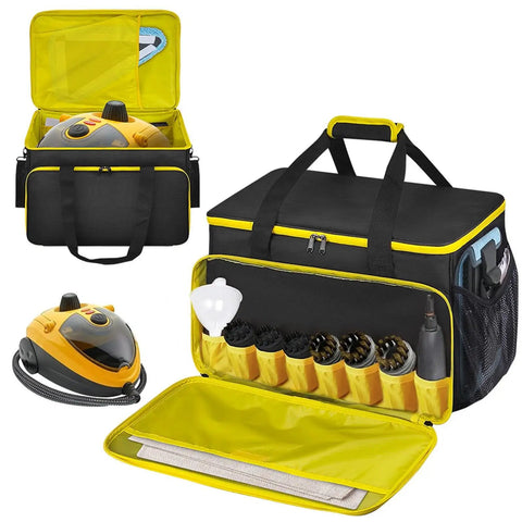 Heavy Duty Steam Cleaner Storage Tote With Flexible Slots For Holding Every Wand Filter And Spray Nozzle, 600D Oxford material.
