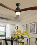 52 Inch Wood Ceiling Fan With Lights And Remote Control Indoor Outdoor Ceiling Fan For Patio Living Room Bedroom Or Office 3 Blades In Walnut Finish Quiet Motor Remote Switch Easy Install