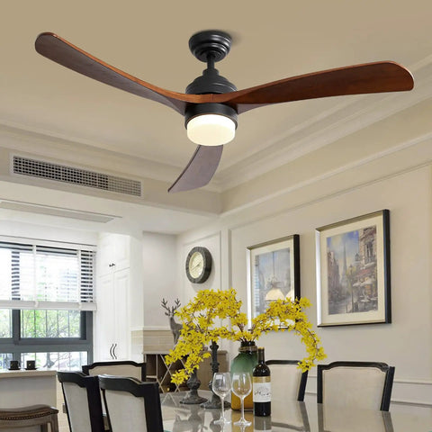 52 Inch Wood Ceiling Fan With Lights And Remote Control Indoor Outdoor Ceiling Fan For Patio Living Room Bedroom Or Office 3 Blades In Walnut Finish Quiet Motor Remote Switch Easy Install