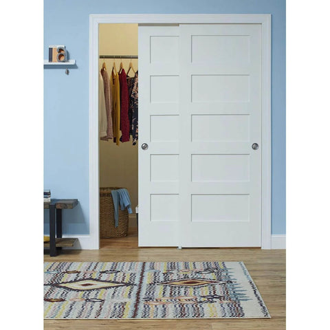 Installed Beefy 48 Inch Top Hung Sliding Door Hardware Kit For 3/4 Inch Doors, 150 Pound Capacity, All Aluminum Track, 2 Door Heavy Duty