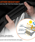Close-up of Beast IBC Cover for 275 Gallon Water Tank with Zipper showing 420D Oxford waterproof material, weather-resistant features.