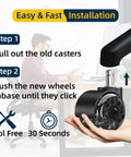 Easy installation steps for 2 Inch Replacement Office Chair Caster Wheels With M10x22mm Threaded Stem 5 Pack.