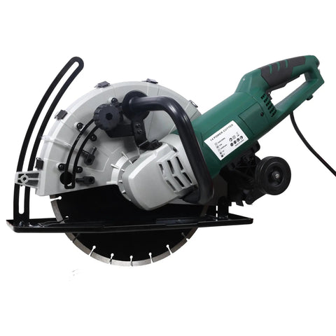 Rock Solid 14 Inch Wet Dry Corded Electric Circular Concrete Saw Featuring A Killer 2600 Watt Motor And Lightning Fast 4300 Rpm Spin for masonry cutting.