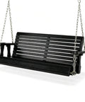 Heavy Duty Outdoor Patio Porch Swing 880 Lbs Capacity 4ft Or 5ft Wooden Hanging Bench With Adjustable Chains Black Finish
