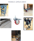 Swivel Stem Casters Heavy Duty Double Locking Castors With Red PU Wheels shown on various equipment and furniture
