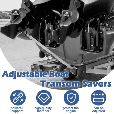 Adjustable Transom Saver 24 To 36 Inches For Outboard Motors, Heavy Duty Boat Trailer Rollers And Mounts, Marine Grade ABS Clip Head For Beefed Up Engine Security