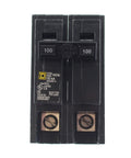 Homeline 2 Pole 100 Amp 120 And 240 Volt Circuit Breaker HOM2100 For Panels Split Neutral No Fuss Wiring Fast Install No Pigtails Fewer Connections Tandem Friendly Ultra Compact Design For Easy Inverter Panel Installations front view