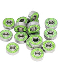 Eight Pack ILQ-11 Bearings 8x22x7mm for longboard inline skate wheel replacement set, green, pro grade for skate scooter use, high precision