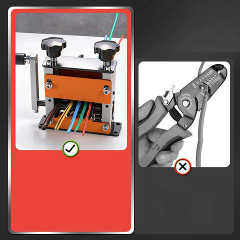 Heavy Duty Aluminum Wire Stripper Machine With Six Adjustable Holes For Stripping Copper And Aluminum Cables efficiently strips multiple wires.