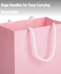 Close-up of pink Pastel Gift Bags With Handles, 8 Pack, Assorted Sizes, Durable Eco Friendly Paper Bags For Gifts