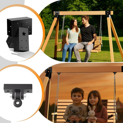 Heavy Duty A-Frame Swing Set Brackets Kit For Porch And Yard 2 Black A-Frame Brackets With 2 Swing Hangers And Mounting Hardware Weatherproof Steel No Fuss Install Built To Last
