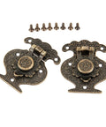 Two Pack Key Hasp Lock Antique Brass For Wooden Jewelry Boxes And Gift Boxes, Decorative Latch With Screws, Vintage Hardware