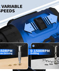 12V Cordless Drill Set With Brushless Motor 350 In Lb Torque And 1500 RPM showing variable speed controls