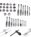 Hardened Alloy Steel Tap And Die Set With Variable Hand Tools For Heavy Duty Screw Threading Operations That Cut Tapered Threads And Craft Precise Nuts in metal taps, dies, and wrench handles