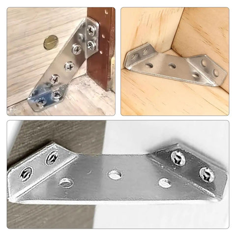 Trapezoid L Shelf Bracket Set 15 Pack Corner Connectors Stainless Steel Heavy Duty With Mounting Hardware For Wood Furniture Cabinets Vanities And DIY Projects Great For Quick Repairs And Reinforcement