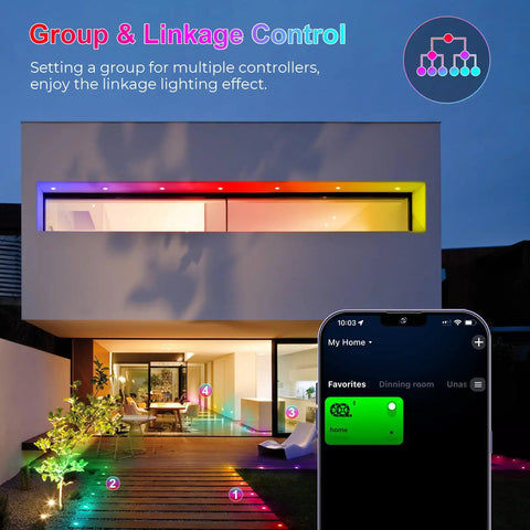 LED Deck Lights Kit Multicolor 20 Pack 1.22 Inch RGBW IC Smart Recessed Low Voltage 12V Step Lights IP67 illuminating house facade