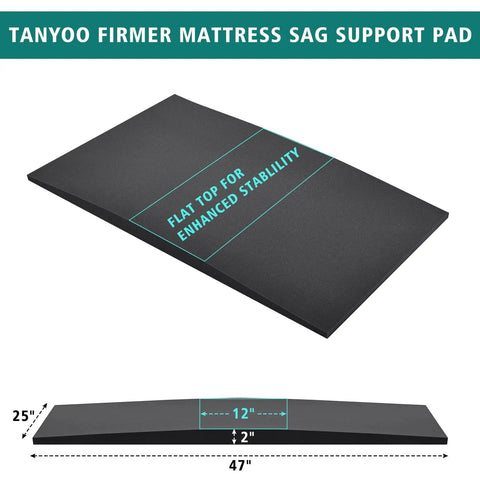 High Density Foam Bed Support Pad Slays Sagging Mattresses With No Sweat Setup And Reinforced Flat Top, 47 x 25 x 2 inch.