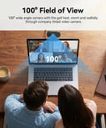 Smooth Operator 4K Uhd Webcam With Noise Canceling Mic And Slide Privacy Cover, 100 Degree Wide Angle USB Plug And Play Desktop Camera capturing a meeting.
