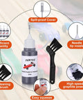 4 Pack Graphite Powder For Pinewood Derby Cars, 0.5oz Each With Needle Tip And Cleaning Brushes, shown with components