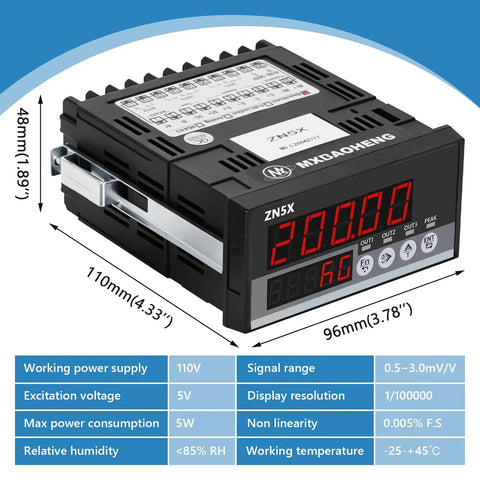 Industrial Grade Load Cell Sensor With Indicator Display, 0.1 Percent High Precision Readouts For Tiny Weight And Force Changes, Pro Grade Compression Sensor Kit For Testing, Calibration, And DIY Projects, black 96mm display