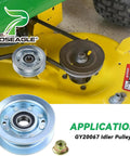 Dual Idler Pulley Kit GY22172 And GY20629 for John Deere D140 L130 Mower shown on yellow deck