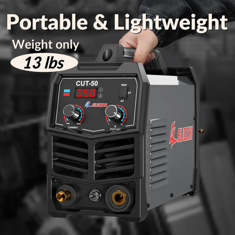 Beefy 50 Amp Dual Voltage Plasma Cutter With Air Inverter, 110 Volt And 220 Volt, Digital Display, IGBT Inverter, front view