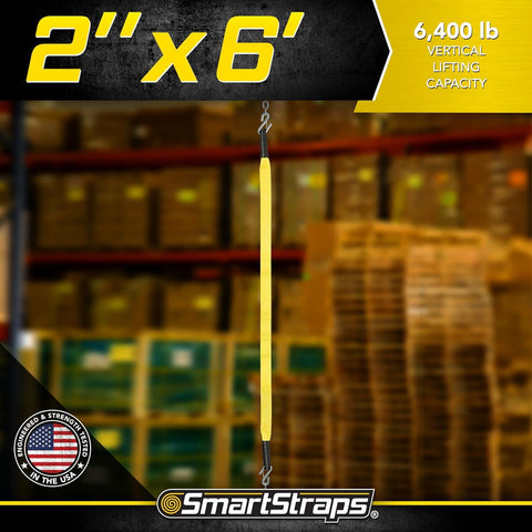 Beefy 2x6 Nylon Webbing Sling 6,400 Lb Vertical Lifting Capacity for Choker and Basket Lifts, Durable 2 Ply Flexible Webbing