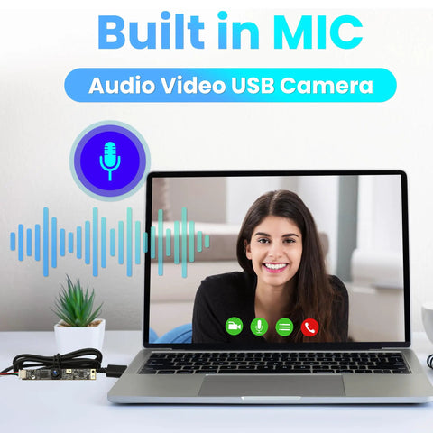 8MP Ultra HD USB Camera With Built In Microphone For 3D Printers, Crystal Clear 3264x2448 At 30fps, 105 Degree Wide Angle, on table