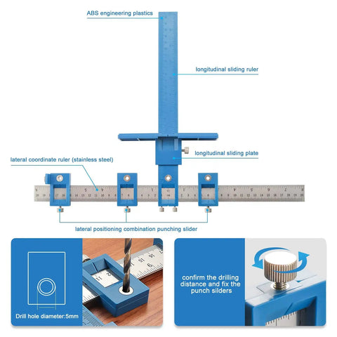 Adjustable Cabinet Hardware Jig With Quick Release Drill Guide For No Fuss Precise Hole Spacing And Dowelling A Handy Wood Drilling Template For Installing Handles And Knobs On Doors And Drawers