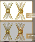 Antique Brass Two Light Modern Mid Century Wall Sconce Hardwired Brass Wall Light For Bedroom And Living Room With Special Plating