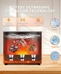 Knock Out Gnarly Grime Six Liter Digital Ultrasonic Cleaner With Smooth Touch Screen Control And Solid Stainless Steel Tank showing cavitation technology for cleaning.