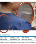 Installed view of M11 door gasket kit for Midmark M11/M11D sterilizers; orange door seal, dam gasket, and support wires.